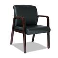 Alera Reception Lounge Series Guest Chair- Mahogany-Black Leather RL4319M